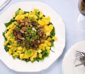 Indian Spiced Eggplant Lentil Salad with Fresh Mango