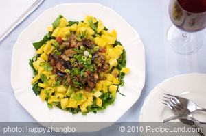 Indian Spiced Eggplant Lentil Salad with Fresh Mango recipe