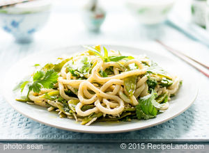 Lemon-Pepper Glazed Udon Noodles with Snow Peas and Coconut