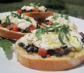 Tomato, Olive and Ricotta Crostini