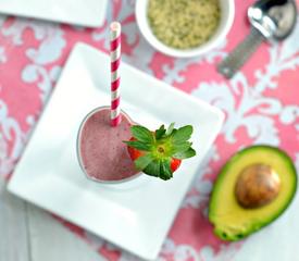 Strawberry Avacado Smoothie with Dates and Hemp Seeds