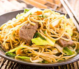 Stir Fry Beef and Bok Choy with Noodles