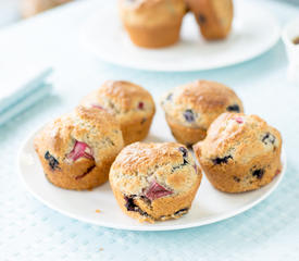 Rhubarb Blueberry Muffins