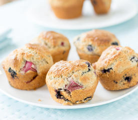 Rhubarb Blueberry Muffins