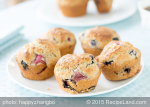 Rhubarb Blueberry Muffins recipe
