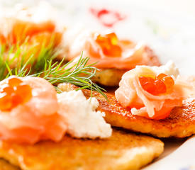 Chive Potato Pancakes with Smoked Salmon & Golden Caviar