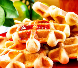 Buttermilk Waffles with Raspberry Sauce