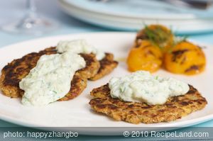 Zucchini Potato Latkes with Tzatziki recipe