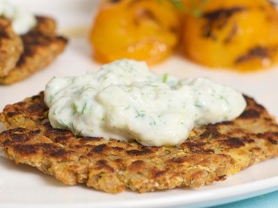 Zucchini Potato Latkes with Tzatziki