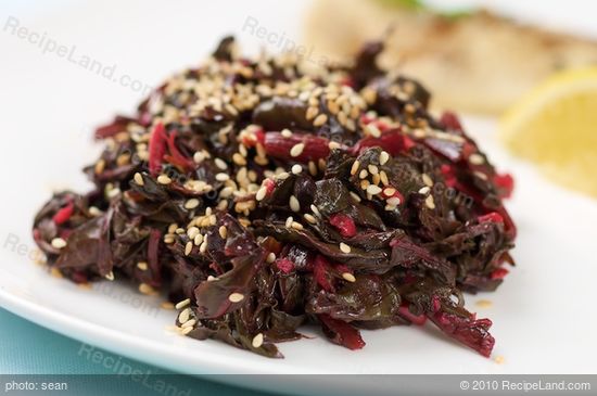 braised-beet-greens-with-vinegar-and-sesame-seeds-recipe