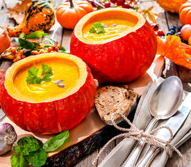 Miniature Pumpkin Soup in the Shell