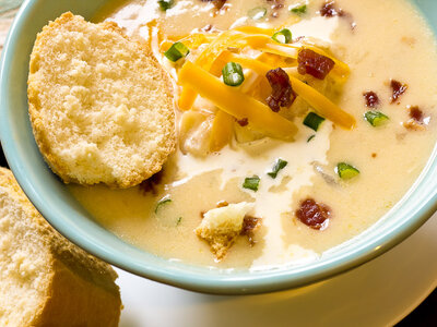 Creamy Baked Potato Soup with Bacon and Cheddar