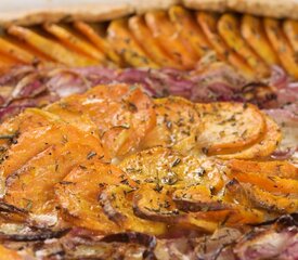 Cheesy Sweet Potato and Red Onion Tart