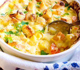 Breakfast Bread Pudding with Sausage/Ham