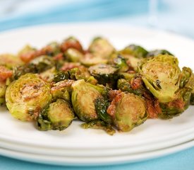 Roasted Brussels Sprouts with Sun-Dried Tomato Pesto 