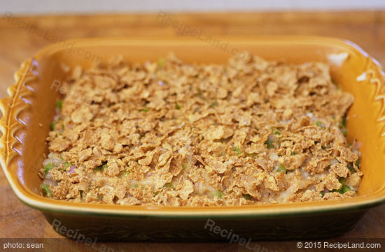 Christmas breakfast casserole ready for the oven