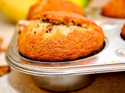 Chunky Banana Bran and Nuts Muffins