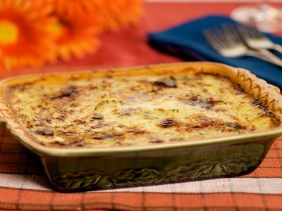 Cheesy Spaghetti Squash Gratin with Fresh Basil