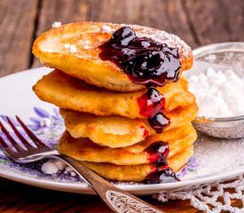 Buttermilk Pancakes with Blueberry Sauce