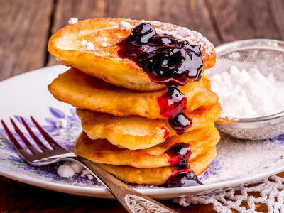 Buttermilk Pancakes with Blueberry Sauce