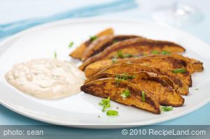 Roasted Sweet Potato Wedges with Smoked Chipotle Cream