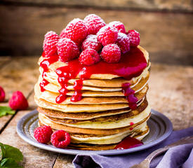 Country Style Buttermilk Pancakes with Berry Sauce