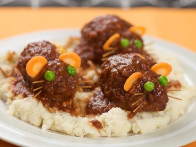 Baked Bloody Rats-Halloween Meatloaf