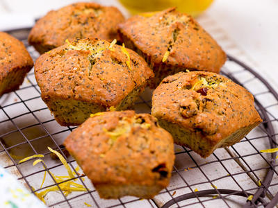 Almost Whole Wheat Lemon Poppyseed Muffins