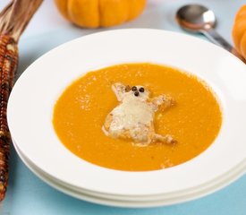 Halloween Ghost Toast in Tomato soup