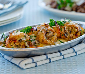 Stuffed Sole with Crab, Shrimp and Mushrooms