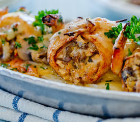 Stuffed Sole with Crab, Shrimp and Mushrooms