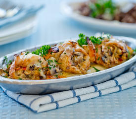 Stuffed Sole with Crab, Shrimp and Mushrooms