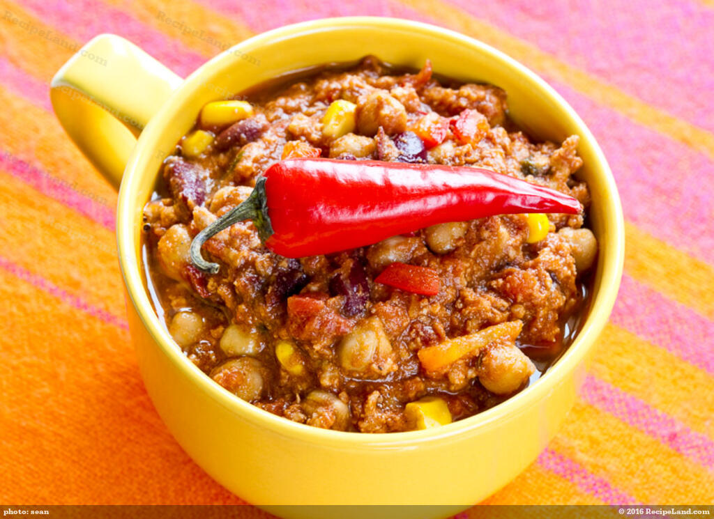 Chickpea, Corn and Kidney Bean Chili Recipe