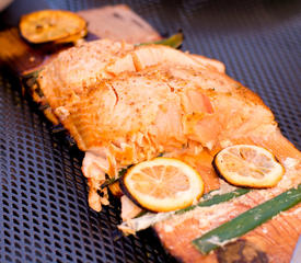 Ginger Cedar Planked Salmon with Maple Glaze