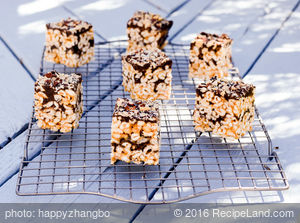 Chocolate and Peanut Butter Puffed Rice Bars