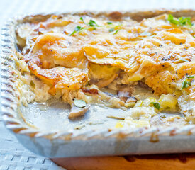 Cheesy Potato, Leek and Mushroom Gratin