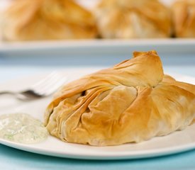 Phyllo Purses with Roasted Squash, Peppers, and Artichokes