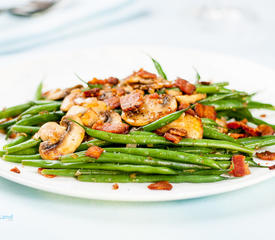 Green Beans and Bacon with Sautéed Mushrooms and Shallots