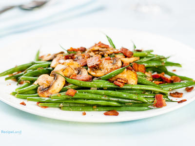 Green Beans and Bacon with Sautéed Mushrooms and Shallots