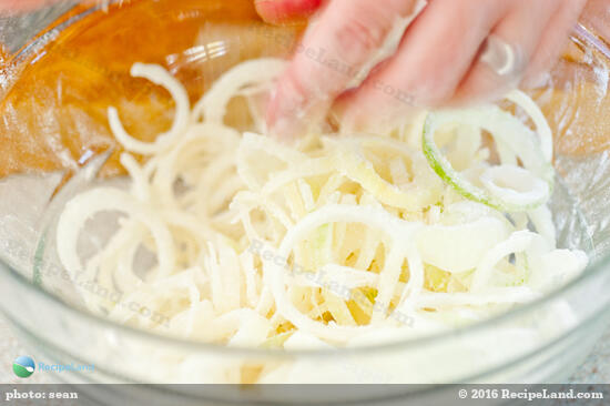 Tossing the (soon to be) french fried onion rings