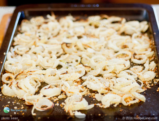 Half way through cooking the french fried onions