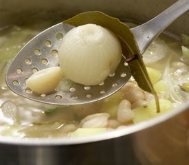 French Cabbage and Bean Soup with ham and potatoes 