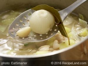French Cabbage and Bean Soup with ham and potatoes 