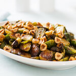 Maple Roasted Brussel Sprouts With Toasted Hazelnuts