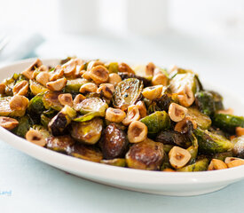 Maple Roasted Brussel Sprouts With Toasted Hazelnuts