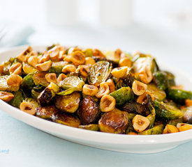 Maple Roasted Brussel Sprouts With Toasted Hazelnuts