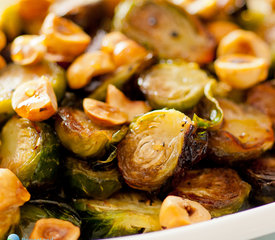 Maple Roasted Brussel Sprouts With Toasted Hazelnuts