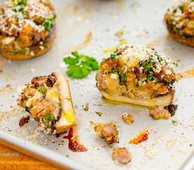 Leftover Stuffing Stuffed Mushrooms