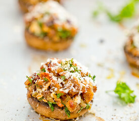 Leftover Stuffing Stuffed Mushrooms