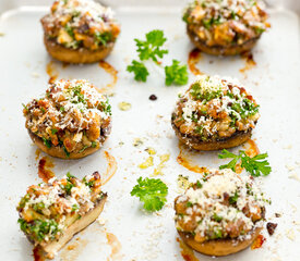 Leftover Stuffing Stuffed Mushrooms